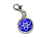 Atomic Symbol White Blue Antiqued Bracelet Pendant Zipper Pull Charm with Lobster Clasp
