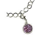 Leopard Animal Print Pink Silver Plated Bracelet with Antiqued Charm