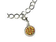 Pizza Pepperoni Olives Mushrooms Silver Plated Bracelet with Antiqued Charm