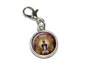 Geometric Lion Magenta Antiqued Bracelet Pendant Zipper Pull Charm with Lobster Clasp