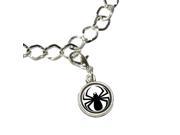 Spider Black Widow Silver Plated Bracelet with Antiqued Charm
