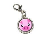 Pig Face Closeup Farm Animal Antiqued Bracelet Pendant Zipper Pull Charm with Lobster Clasp