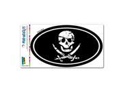 Pirate Skull Crossed Swords Euro Oval MAG NEATO S™ Automotive Car Refrigerator Locker Vinyl Magnet