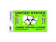 Zombie Hunting License Permit Green United States Biohazard Response Team MAG NEATO S™ Automotive Car Refrigerator Locker Vinyl Magnet