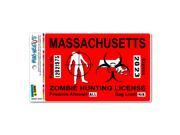 Massachusetts MA Zombie Hunting License Permit Red Biohazard Response Team MAG NEATO S™ Automotive Car Refrigerator Locker Vinyl Magnet