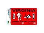 Virginia VA Zombie Hunting License Permit Red Biohazard Response Team MAG NEATO S™ Automotive Car Refrigerator Locker Vinyl Magnet