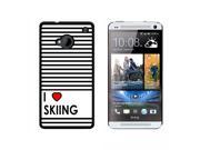 I Love Heart Skiing Snap On Hard Protective Case for HTC One 1 Black