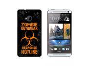 Zombie Outbreak Response Hotline Orange Distressed Snap On Hard Protective Case for HTC One 1 Black