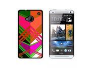 Geometric Magenta Orange Green Snap On Hard Protective Case for HTC One 1 Black