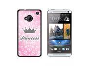 Princess Crown Pink Damask Spoiled Snap On Hard Protective Case for HTC One 1 Black