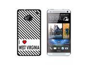 I Love Heart West Virginia Snap On Hard Protective Case for HTC One 1 Black