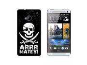 Pirate Arrr Matey Skull Crossed Swords Snap On Hard Protective Case for HTC One 1 Black