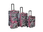 Rockland Fashion Expandable 4 Piece Luggage Set Pink Zebra