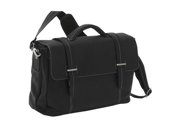 The Manchester Flap Over Leather Laptop Briefcase with Removable Sleeve Black
