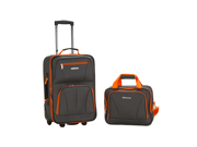 Rockland Rio Upright Carry On Tote 2 Piece Luggage Set Charcoal