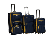 Rockland Deluxe Expandable 4 Piece Luggage Set Navy