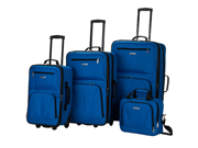 Rockland Deluxe Expandable 4 Piece Luggage Set Blue