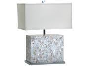 Cyan Design Shell Tile Table Lamp Mother of Pearl with White Fabric Shade