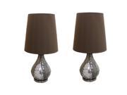 Casa Cortes Mosaic Glass Mirror 26 Table Lamps Set of 2 Silver Brown