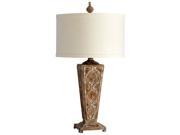 Cyan Design Nadja Wooden Table Lamp Raw Cotton Shade with White Lining
