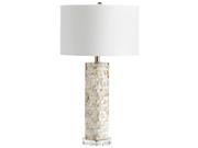 Cyan Design West Palm Mother of Pearl Table Lamp White Fabric Shade