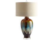 Cyan Design Hayes Ceramic Table Lamp Raw Cotton Shade with Cream Lining