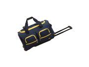 Rockland Deluxe 22 Rolling Duffel Bag Navy with Yellow Trim