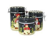 Snowman Delight Christmas Collection Hand Painted 3 Piece Canister Set