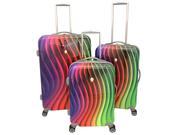 Dejuno Prism Rainbow Spectrum 3 Piece Hardside Lightweight Spinner Luggage Set