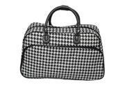 All Seasons Houndstooth Print 21 inch Carry On Shoulder Tote Duffel Bag Black