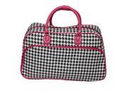 All Seasons Houndstooth Print 21 inch Carry On Shoulder Tote Duffel Bag Pink