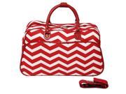 All Seasons ZigZag 21 inch Carry On Shoulder Tote Duffel Bag Red Cream