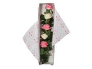 Special Occasion Silk Pink White Rose Flower Bouquet With Gift Box
