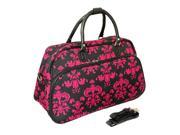 All Seasons Damask 21 inch Carry On Shoulder Tote Duffel Bag Black Pink