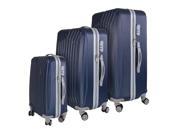 InUSA Miami Collection 3 Piece Lightweight Hardside Spinner Luggage Set Blue