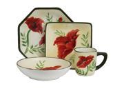 Poppy Collection Hand painted 16 piece dinner set