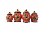 Grand Rooster Hand painted 4 piece Food Storage Canister Set