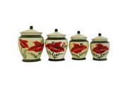 Poppy Hand painted Food Storage Canister 4 piece Set