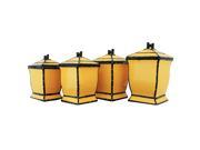Country French Hand painted 4 piece Yellow Square Canister Set