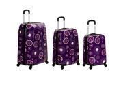 Rockland Vision Hardside Spinner Upright 3 Piece Luggage Set Purple Pearl