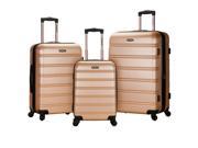 Rockland Melbourne 3 Piece Hardside 360 Degree Spinner Luggage Set Champagne