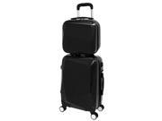World Traveler Diamond 2 Piece Carry on Spinner Luggage Set Black