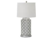 Urban Designs White and Silver Patterned Ceramic Table Lamp