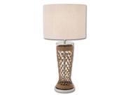 Urban Designs Tall Clear Glass and Jute Table Lamp