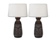 Urban Designs Artisan Hand crafted Unglazed Ceramic Table Lamps Set of 2