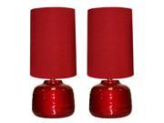 Urban Designs Candy Apple Red 23 inch Ceramic Table Lamp Set of 2