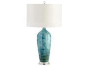 Cyan Design Elysia Ceramic Table Lamp White Silk Shade with White Lining