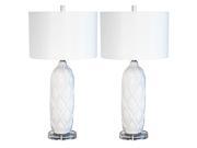 Urban Designs White Waved Ceramic 26 Table Lamp with Shade Set of 2
