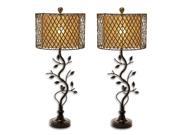 Urban Designs Metal Leaves Lattice Table Lamp Set of 2