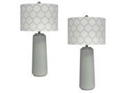 Urban Designs 2 Piece Ceramic Table Lamp with Honeycomb Shade Grey